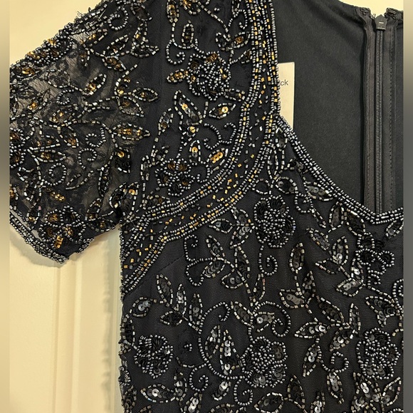 NWT Pisarro Nights Beaded Bodice A-Line Gown - Navy, Size 2 - Picture 4 of 7